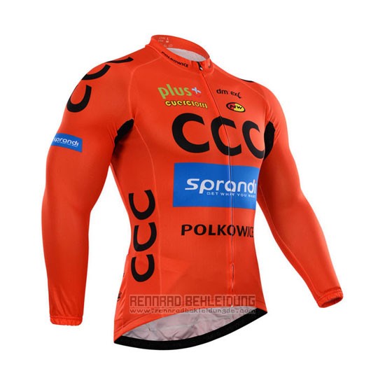 2015 Fahrradbekleidung CCC Shwarz und Orange Trikot Langarm und Tragerhose